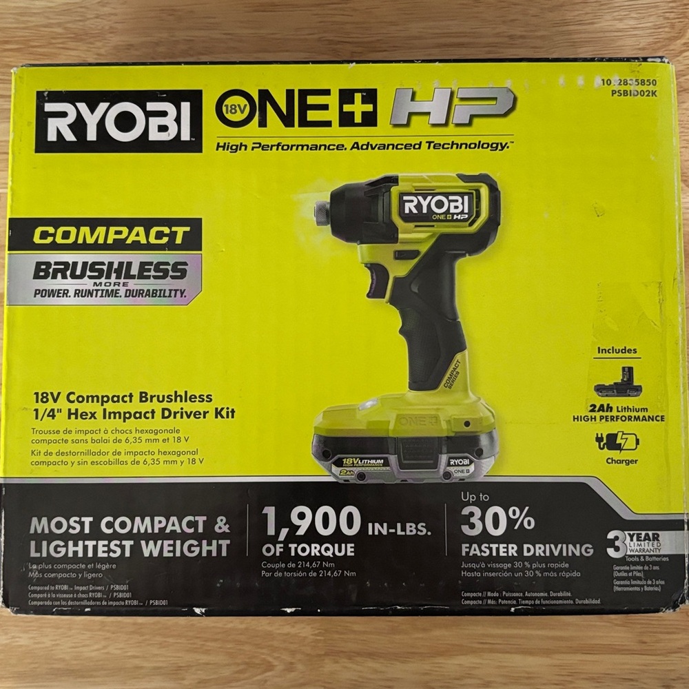 ⭐️ Ryobi ONE+ 18V Cordless Impact Driver Kit in Lime Green Open Box New